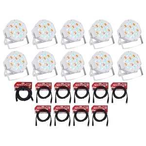 (10) Rockville RockPAR50 WHT LED RGB Par Can DJ/Club DMX Wash Lights+Cables - Picture 1 of 11