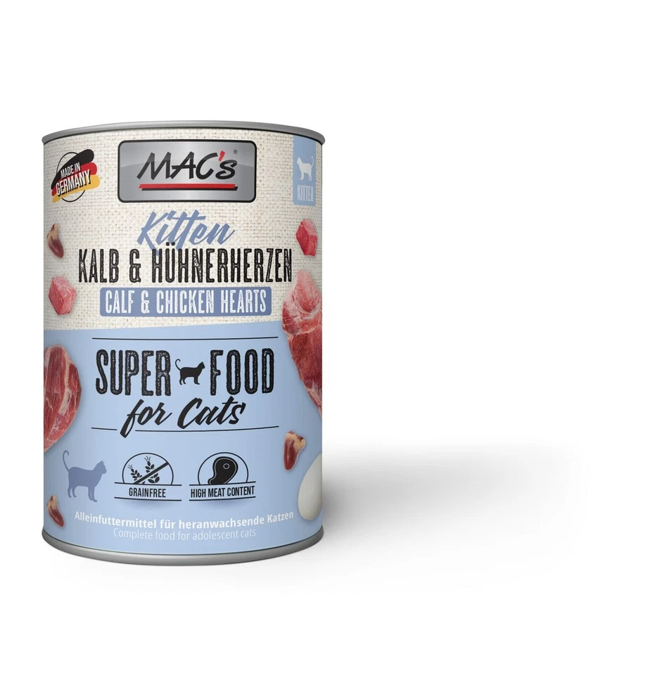 TETRA GMBH MACs Cat Kitten Kalb & Hühnerherzen | 6x 400g Katzenfutter
