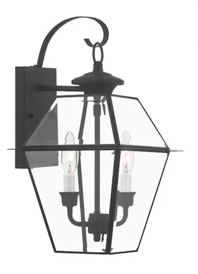 Livex Lighting 2281-04 Westover 2 Light Outdoor Black Finish Solid Brass Wall... - Image 1 of 4