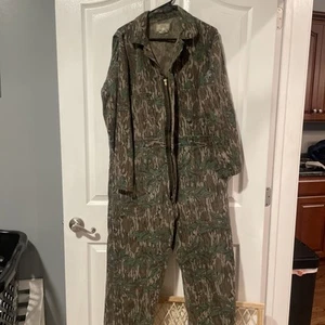 Men’s Vintage Mossy Oak Camo Zip Up Coveralls SZ Large Regular Made In USA - Picture 1 of 12
