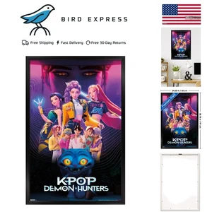 KPop Demon Hunters 2025 - Group Wall Poster, 34L" x 22.4W", Black Framed Version - Picture 1 of 8