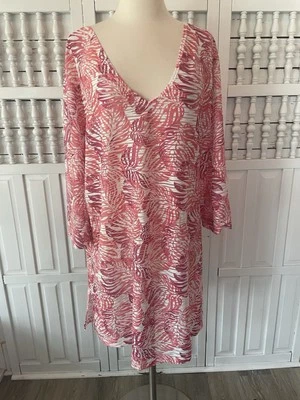 Apt. 9 maiô feminino 1X floral semi tesoura comprimento joelho rosa laranja cobertura H5 - Imagem 1 de 4