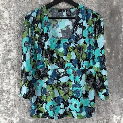 Pullover informal azul manga larga elástico estampado floral talla L East 5th Foto 1 de 4