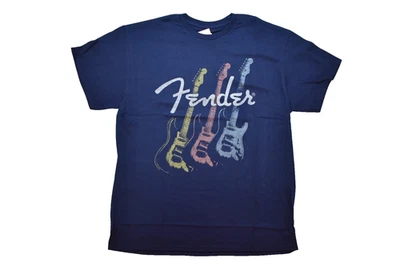 Camisa Fender Para Hombres Triple Traste Logo Fender Guitarra Gráfica Azul Marino Nueva Con Etiquetas Mediana Foto 1 de 4