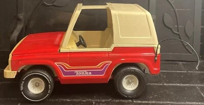 NICE Red Tonka Metal T-Top Mighty Bronco 18”Jeep Vintage Farm Toy Good Stickers - Image 1 of 4