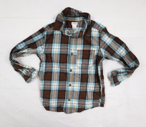 Carters Boys Kids 7 Brown/Blue Checkered Long Sleeve Button Up Shirt - Picture 1 of 11