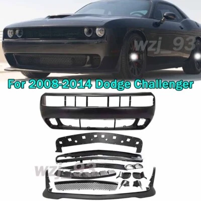 Primed Front Bumper Cover Kit Fits 2008-2014 Dodge Challenger Hellcat Style SRT Foto 1 de 4