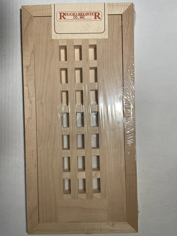 MAPLE AIR RETURN REGGIO REGISTER CO HARD WOOD 6”x14” INSERT IN 7.5”x15.5” FRAME Cover