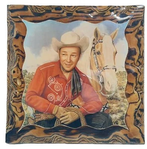 Vintage Roy Rogers And Trigger Lacquered Wood Wall Hanging 12” x 12” - Picture 1 of 4