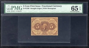 FR. 1230 5 CENTS FIRST ISSUE FRACTIONAL CURRENCY PMG GEM UNCIRCULATED-65EPQ - Picture 1 of 2