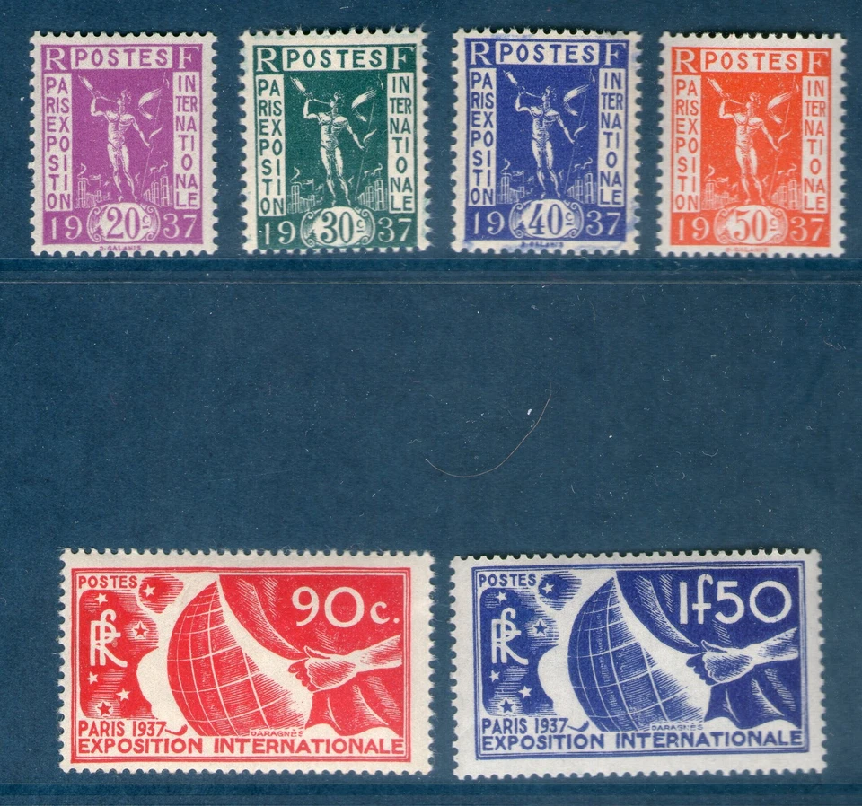 SERIE TIMBRES N° 322-327 NEUF ** GOMME ORIGINALE - EXPOSITION DE PARIS 1937 - Photo 1/1