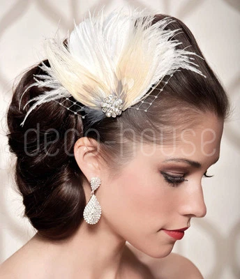 DECO-HOUSE Dyed Peacock Feather Fascinator Wedding Hair Clip Bridal Festival Party Vintage