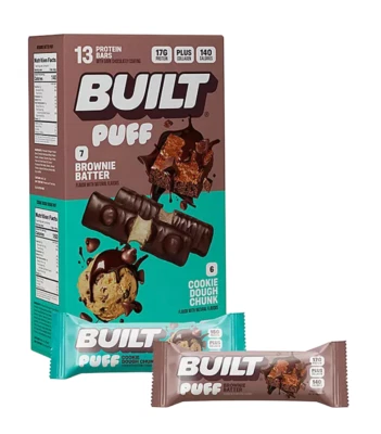 BUILT BAR PUFF & CHUNK PROTEIN,多种包装,13 包 — 第 1/2 张图片