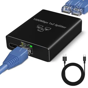 1 to 2 Port RJ45 Network Ethernet SplitterGigabit High Speed 1 Male to 2 Fema... - Picture 1 of 8