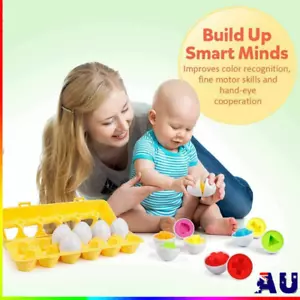 Matching Eggs 12 Pcs Set Color & Shape Recoginition Sorter Puzzle For Kids Gift - Picture 1 of 12