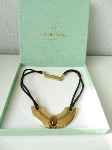 Beautiful Necklace/Strap Black Gold-Plated Pendant With Stone, Pierre Lang! - Picture 1 of 6