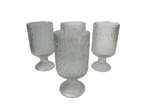 Vtg Mid-Century 4 INDIANA GLASS CO Crystal Ice Water Wine Drink Glasses Goblets - Picture 1 of 4