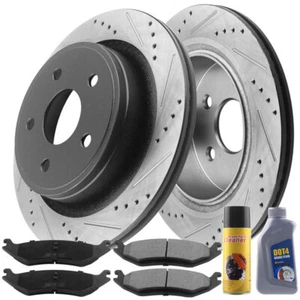 Rear Drilled Slotted Brake Rotors and Ceramic Pads for Ram 1500 - Imagen 1 de 5