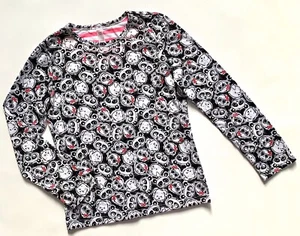 Justice Pajama Top 14 Girls Black White Dog Panda Monkey Long Sleeve Crew Neck - Picture 1 of 2