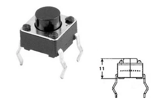10x Micro mini pulsante 6x6mm altezza 11mm per circuito stampato pcb 12V - Picture 1 of 1