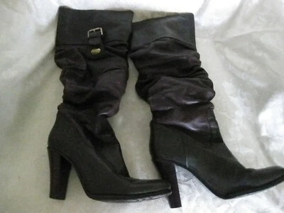 Botas altas Charles David marrón chocolate 7,5 B tacón de aguja de colección años 90 Foto 1 de 4