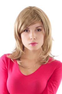 Perücke Damen Frauen dunkelblond Seitenscheitel blond lang gestuft 50 cm GFW941 - Bild 1 von 3