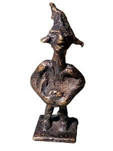 #10 antike? afrikanische Bronze Figur gelbguss Benin? Ashanti 6cm hoch - Picture 1 of 5