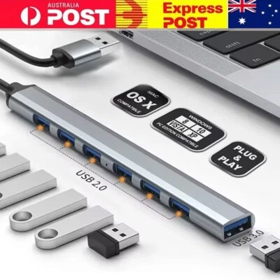 Multi USB 3.0 Hub 7-Port High Speed 5Gbps Slim Compact Expansion Smart Splitter - image 1 of 4