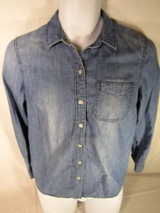Old Navy Denim Button Up Top Hemd Damen SMALL klassisches Hemd Freizeit blau - Bild 1 von 5