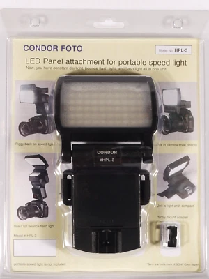 PRL) FLASH LED PANEL PORTABLE ELECTRONIC SPEED LIGHT MODEL No. HPL-3 UNIVERSALE