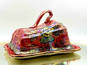 Arthur Wood Pottery - Astoria Royal Bradwell Pink Lustre Butter Dish - Picture 1 of 12