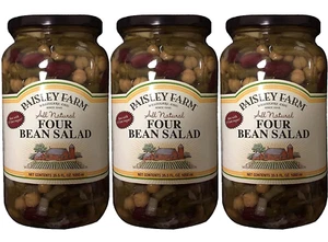 Paisley Farm Natural Four Bean Salad 35.5oz Glass Jar Pack of 3 Total of 106.5 - Picture 1 of 1
