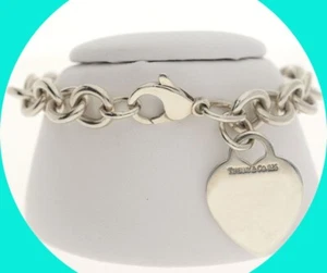 Tiffany & Co. Heart Tag Cable Link Bracelet Sterling Silver 925 7.5” Long - Picture 1 of 6