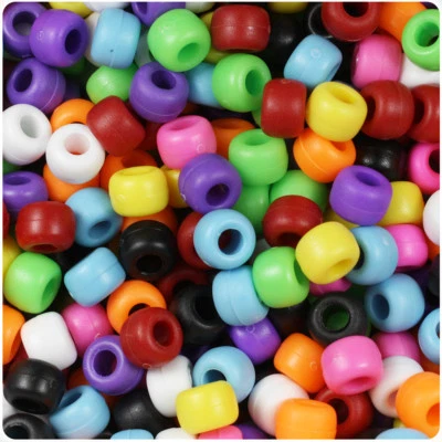 BeadTin Matte Multi Color Mix 9mm Barrel Pony Beads (500pcs) - Image 1 of 2