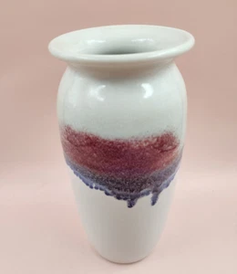 Bruning Vase White Raspberry Purple Drip Glaze Pottery Snohomish, WA 9.5" Tall - Picture 1 of 7