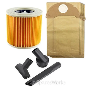 Kit de filtro de bolsas de boquilla de limpieza de mini herramientas para aspiradora en seco húmedo Karcher MV2 A2054 - Imagen 1 de 5