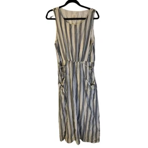 Field Day Women's Cotton Voile Striped Midi Sundress Size XL Made in USA Pockets - Picture 1 of 7