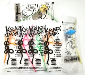 Krazy Straws & Sea Sippers LOT x 6 Shark Burger KingHungry Jacks Kids Club Toys - Picture 1 of 11