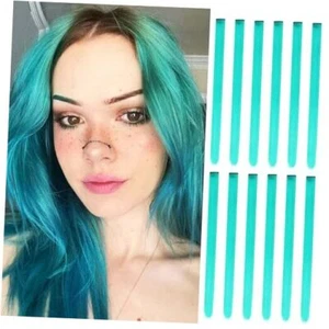 12 Pcs Colored Hair Extensions,22 inch Colored Party Highlights Clip in Teal - Picture 1 of 6