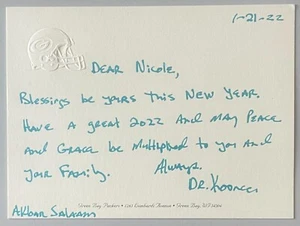 GEORGE KOONCE, 100% AUTHENTIC AUTOGRAPHED NOTECARD, GREEN BAY PACKERS LEGEND ! - Picture 1 of 1