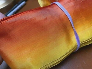vintage 1940s rayon ribbon 3" acetate wire ombre 1yd mango orange made in France - Picture 1 of 7