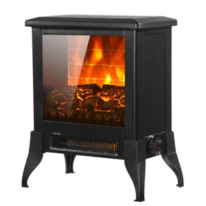 Compact Electric Fireplace Stove Freestanding Stove Heater with Realistic Flame - Picture 1 of 18