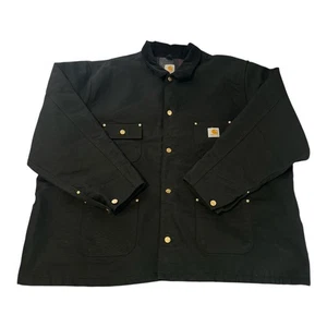 Carhartt Jacket Men’s 4XL Black Chore Work Barn Blanket Lined Canvas Coat - Picture 1 of 13