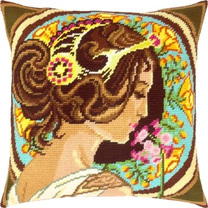 Hágalo usted mismo Kit de almohada de punta de aguja/tapiz "Primrose" 16x16 in / 40x40 cm - Imagen 1 de 3