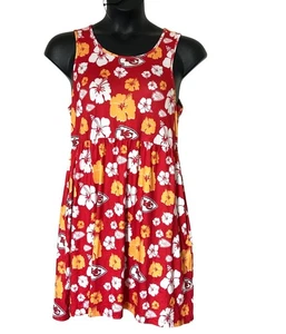 Kansas City Chiefs Damen rotes ärmelloses Kleid mit Blumenmuster - Größe M - Bild 1 von 9
