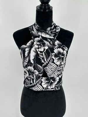 LAUREN RALPH LAUREN Women's XS Floral Crepe Cropped Halter Blouse Top Z1 - Image 1 of 4