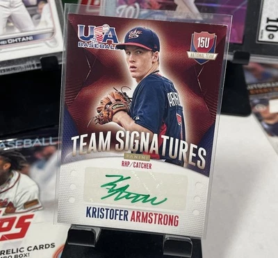 2014 Panini USA Baseball Team Sig Green Auto 5/5 Kristofer Armstrong Bookend 👀 - Image 1 of 4