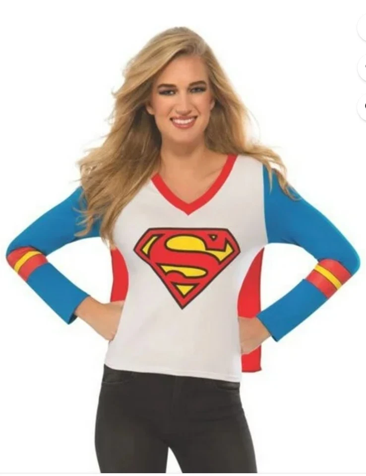 Supergirl Camiseta Deportiva y Capa Superhéroe Halloween Adulto Disfraz Mediano 10-14 B8 Foto 1 de 1