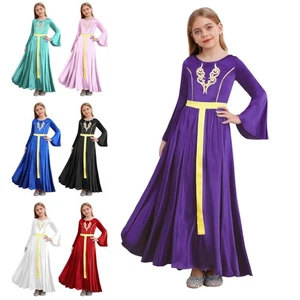 Kids Girls Gowns Halloween Dress Theatrical Costume Daily Round Neck Sequins - Picture 1 of 92