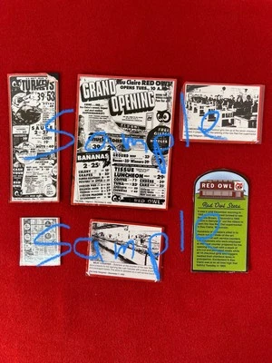 1:24 1:25 G scale model Red Owl Grocery Store Signs With Plastic Backing 6 Signs - Image 1 of 4